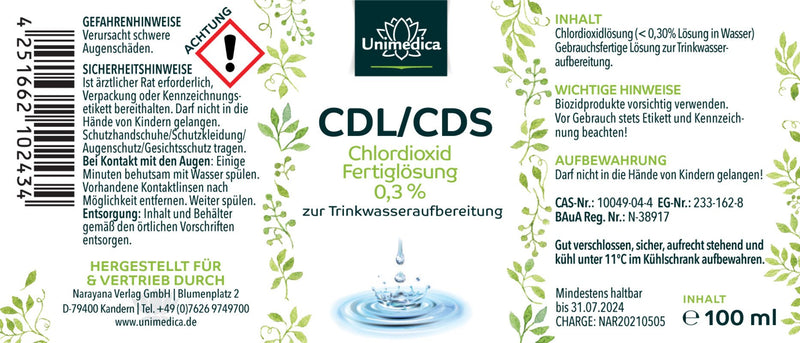 CDL/CDS Chlordioxid Fertiglösung 0,3 %, 100 ml