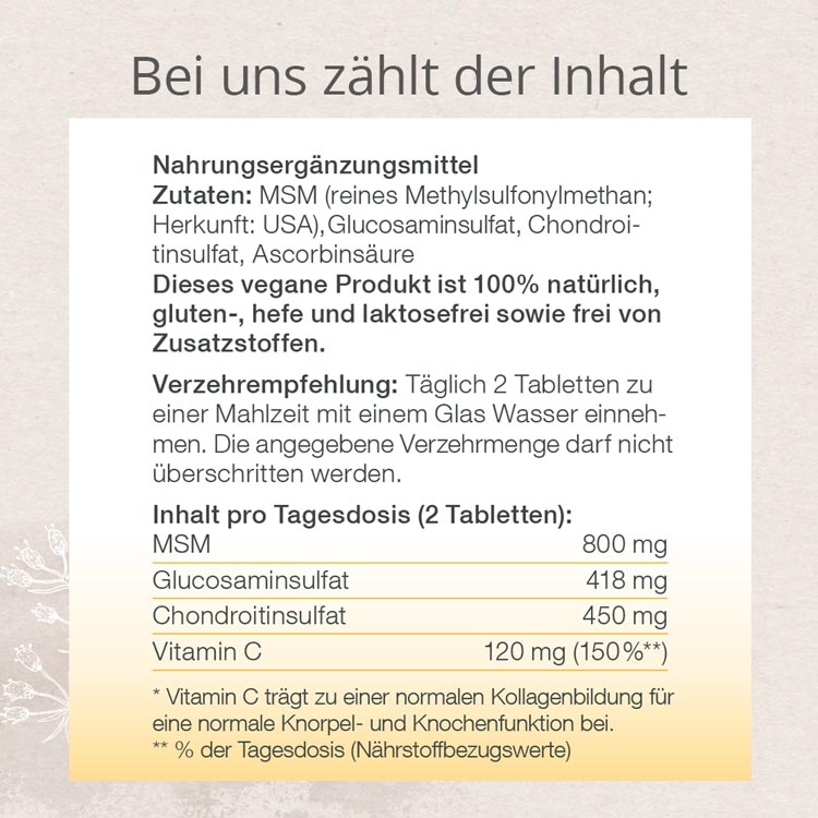 Natürlicher Schwefel mit Chondroitin & Glucosamin, 120 Tabs
