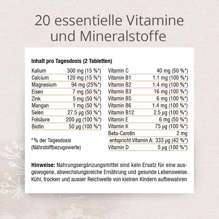 Multivitamin Mineralstoff Tabletten, 60 Stück